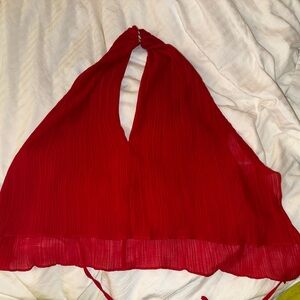 Zara Vibrant Red Pleated Top